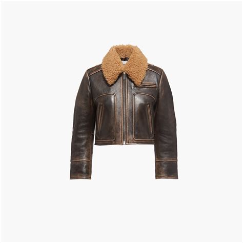 miu miu jacket shearling pattern|Coffee Shearling Jacket .